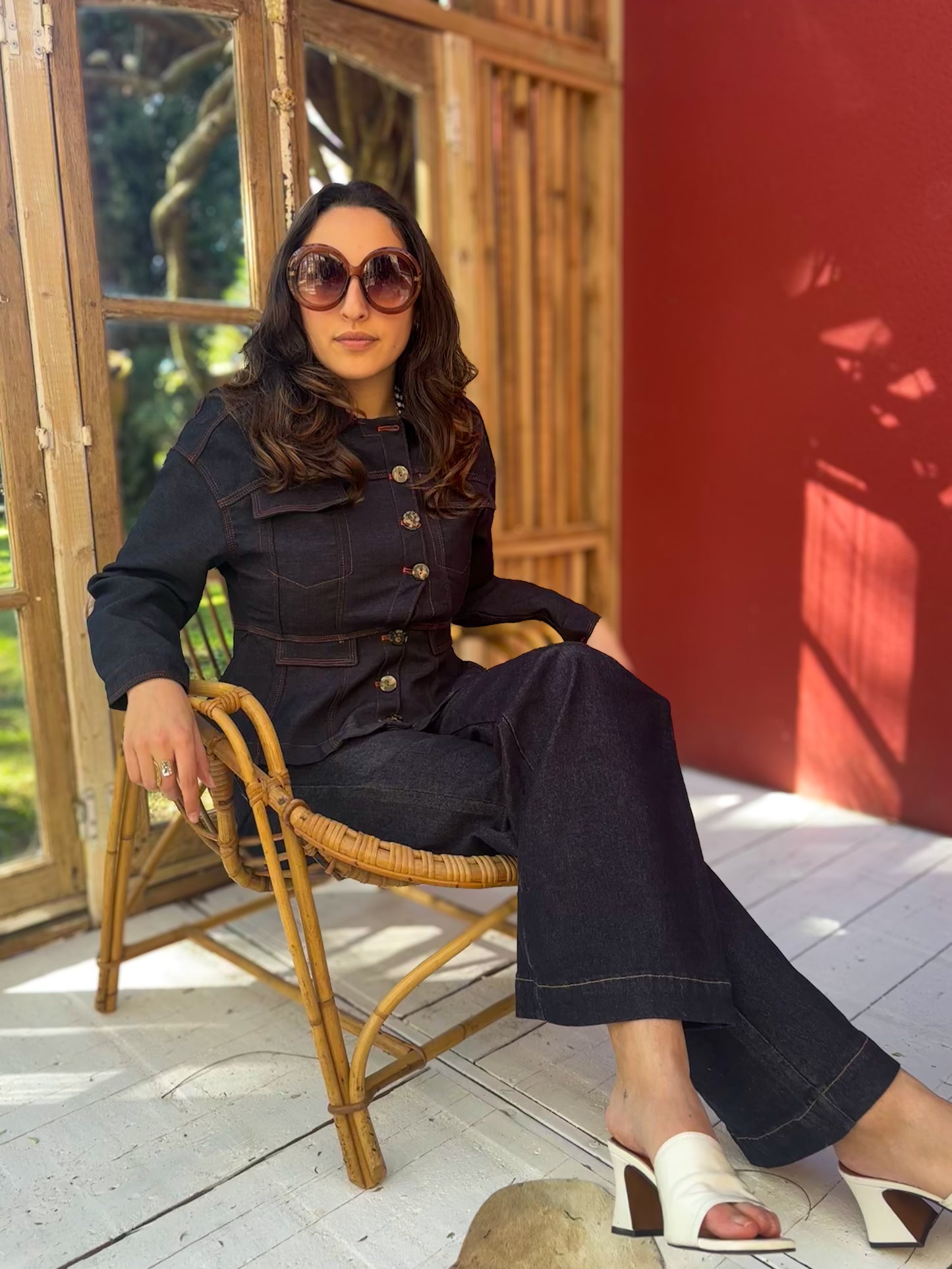 Veste en jean cintrée travaillée