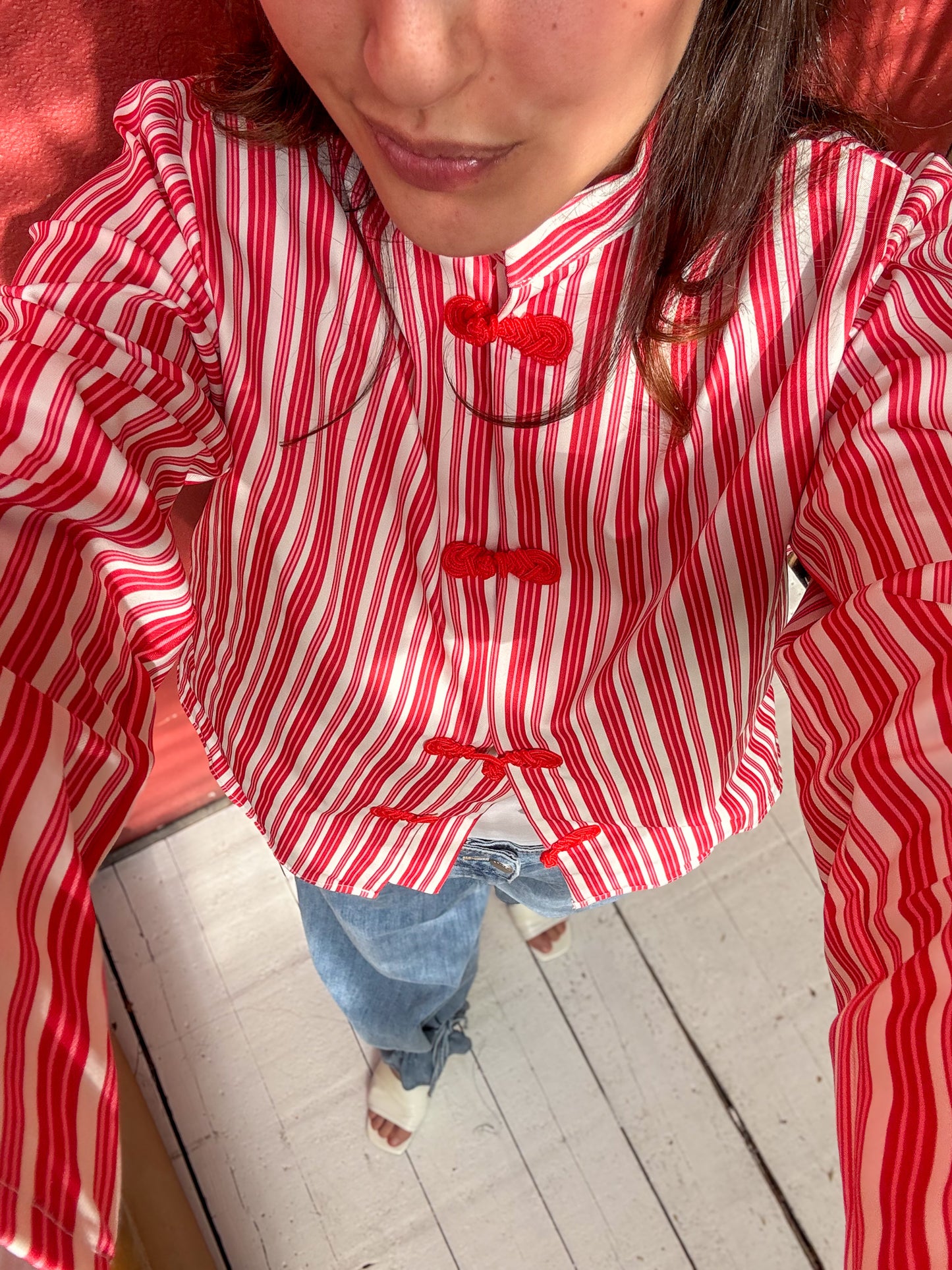 Veste à rayures rouges mandarin