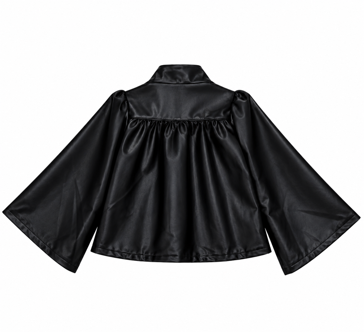 Veste en simili-cuir à coupe trapèze et col montant