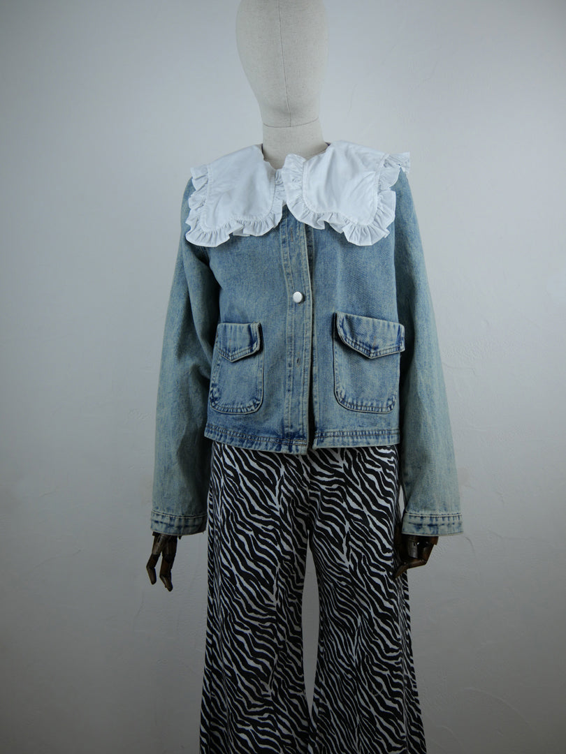 Veste en jean col Claudine