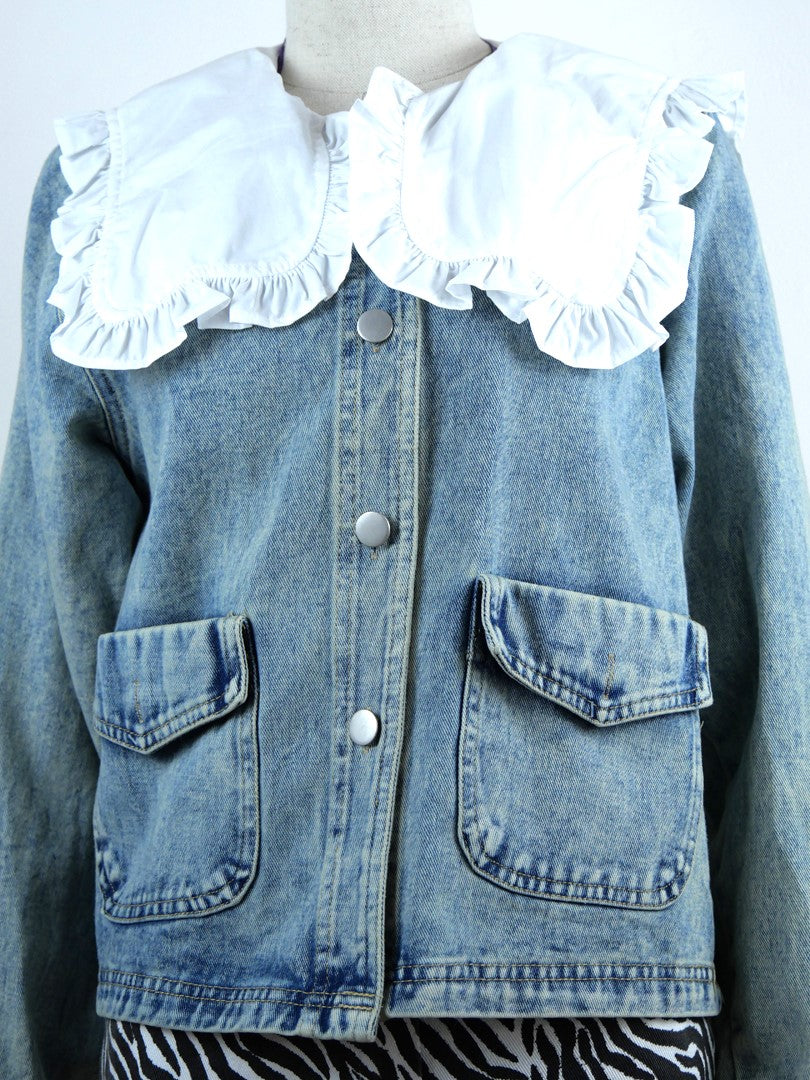 Veste en jean col Claudine