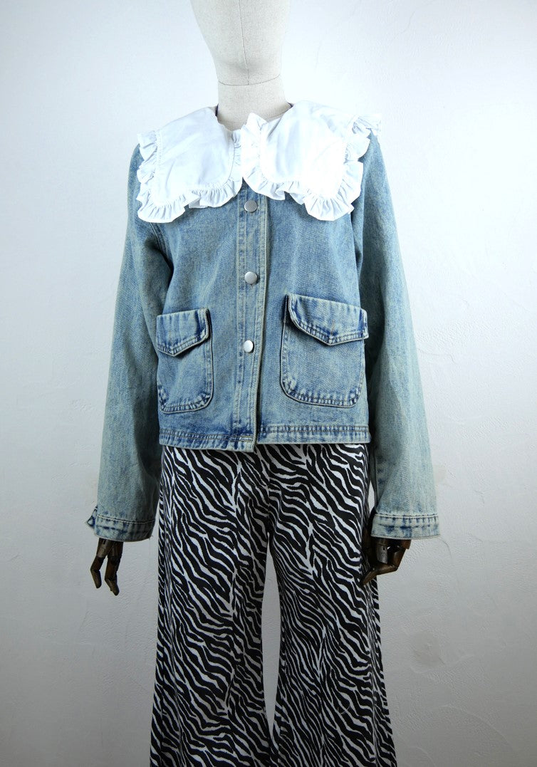 Veste en jean col Claudine