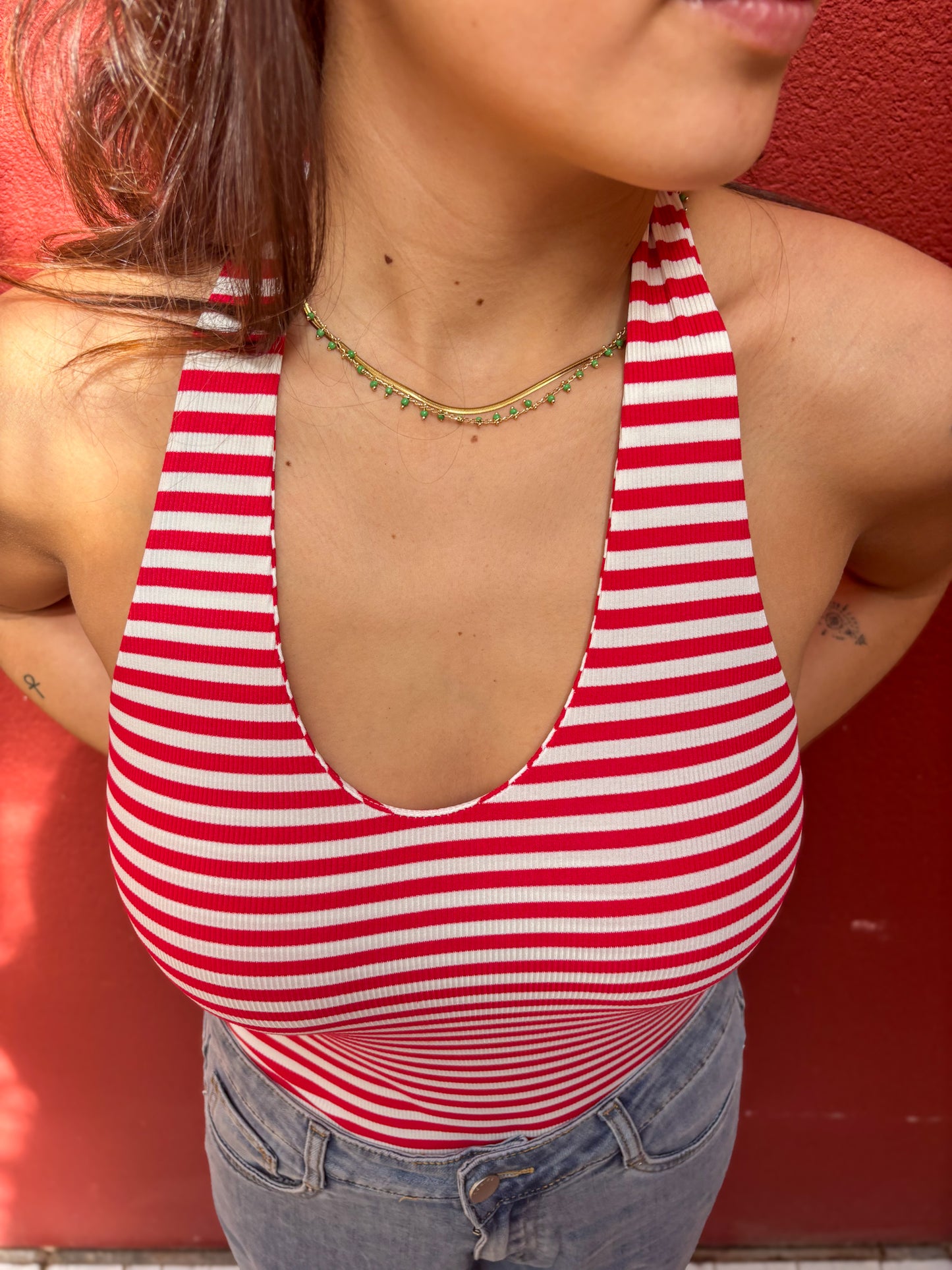 Body à rayures dos nu