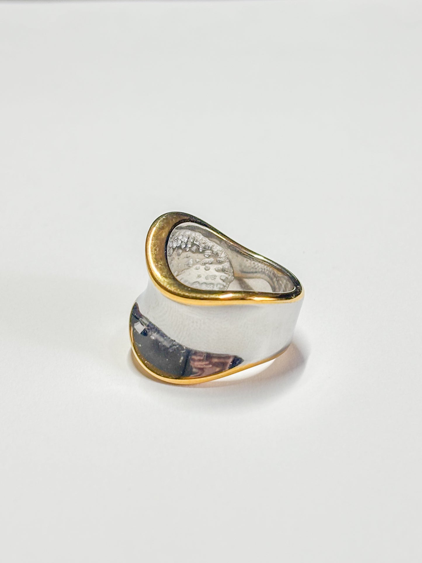 Bague large or/argent