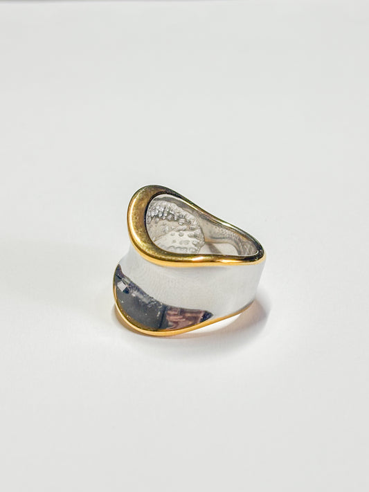 Bague large or/argent