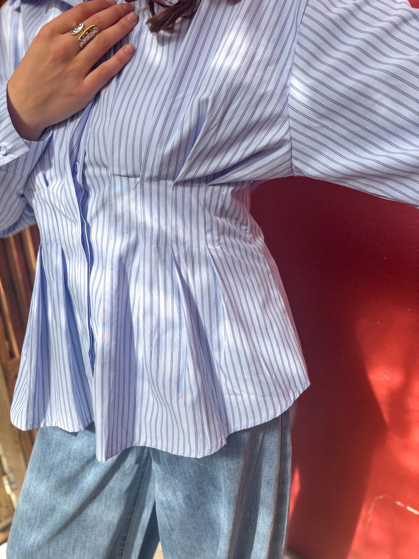 Chemise rayée cintrée taille structurée