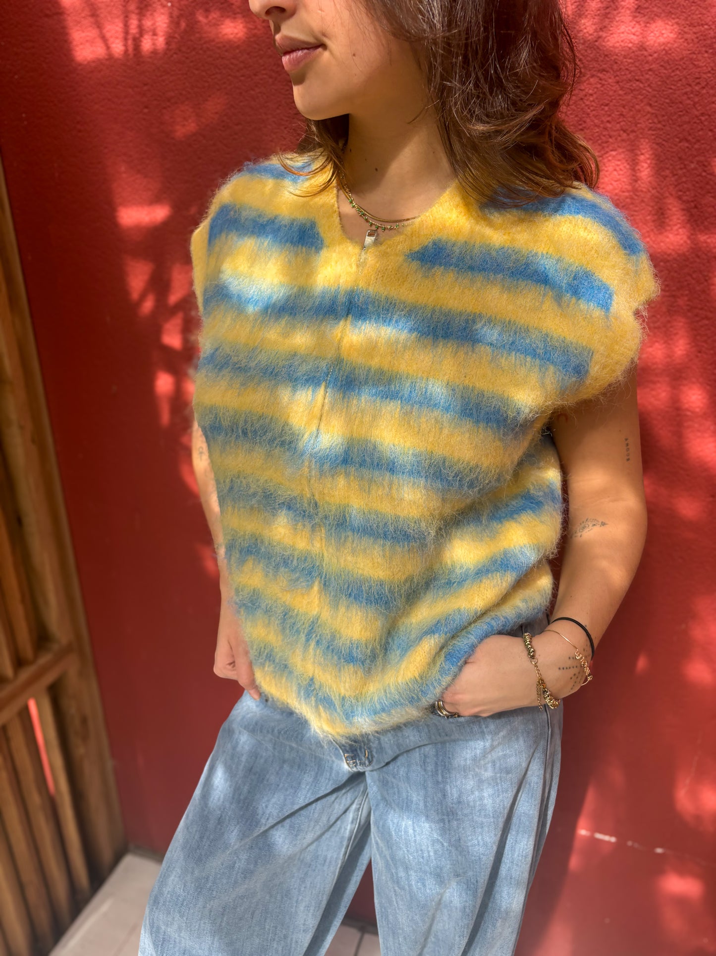 Gilet sans manches à rayures