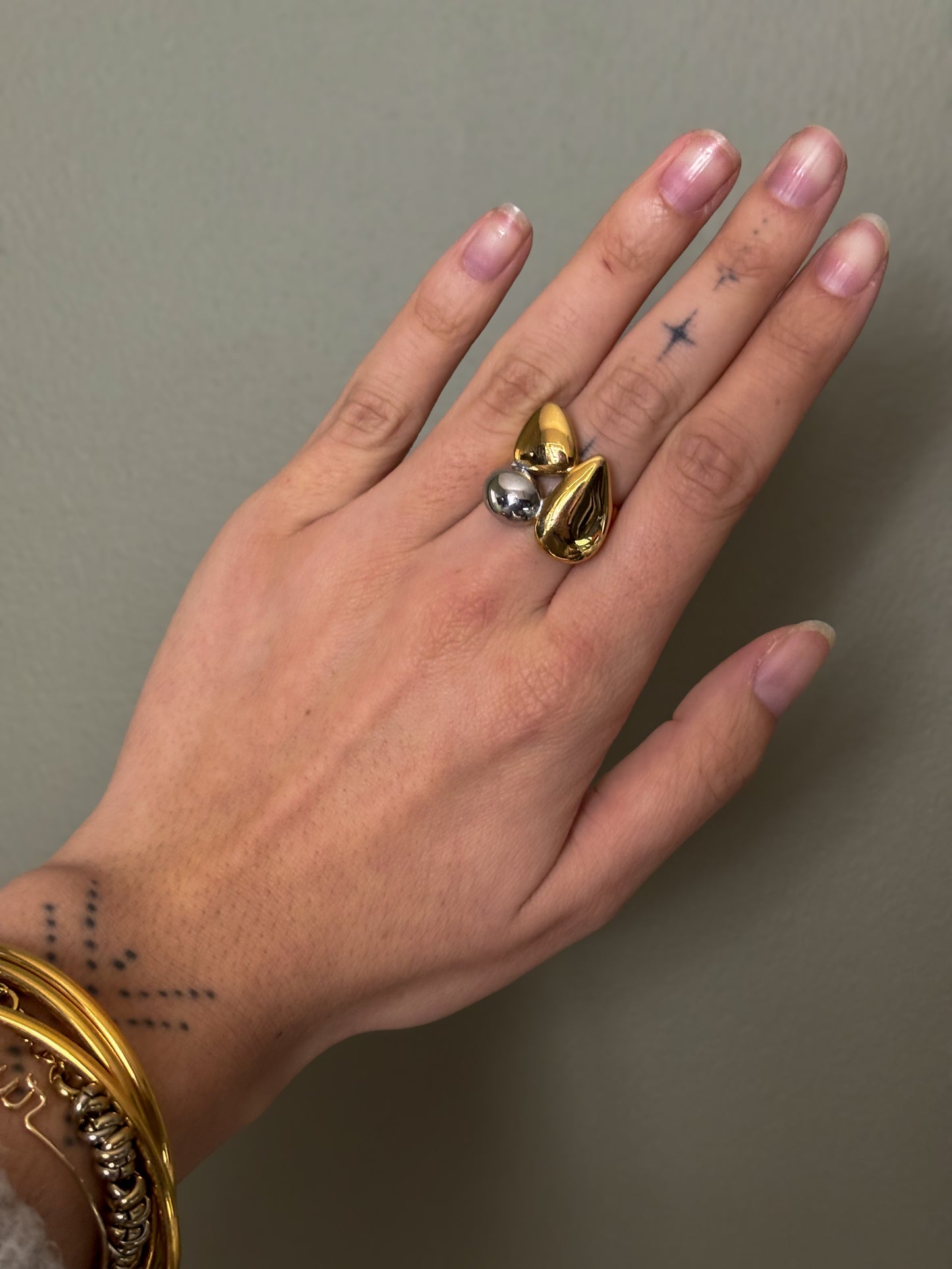 Bague carré or/argent