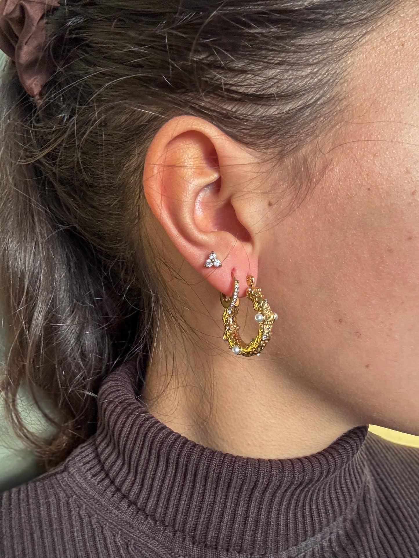 Boucles d’oreilles anneaux perlés