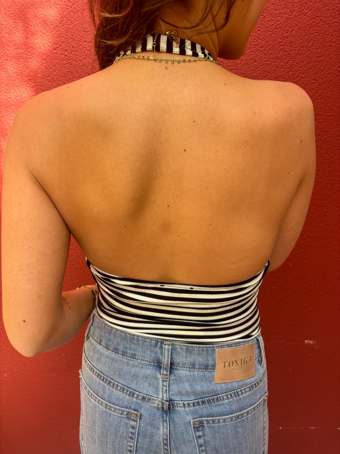 Body à rayures dos nu