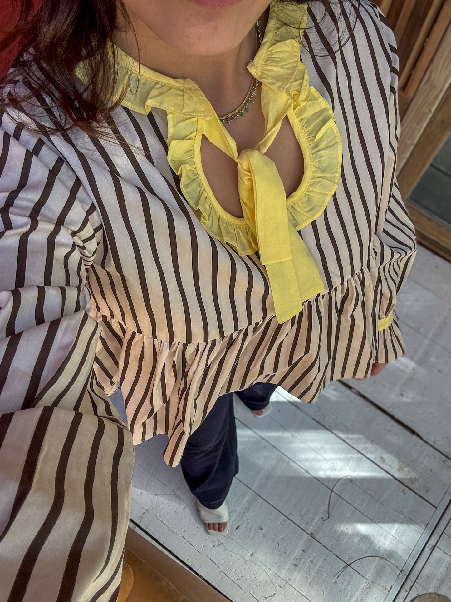 Blouse à rayures col à nouer