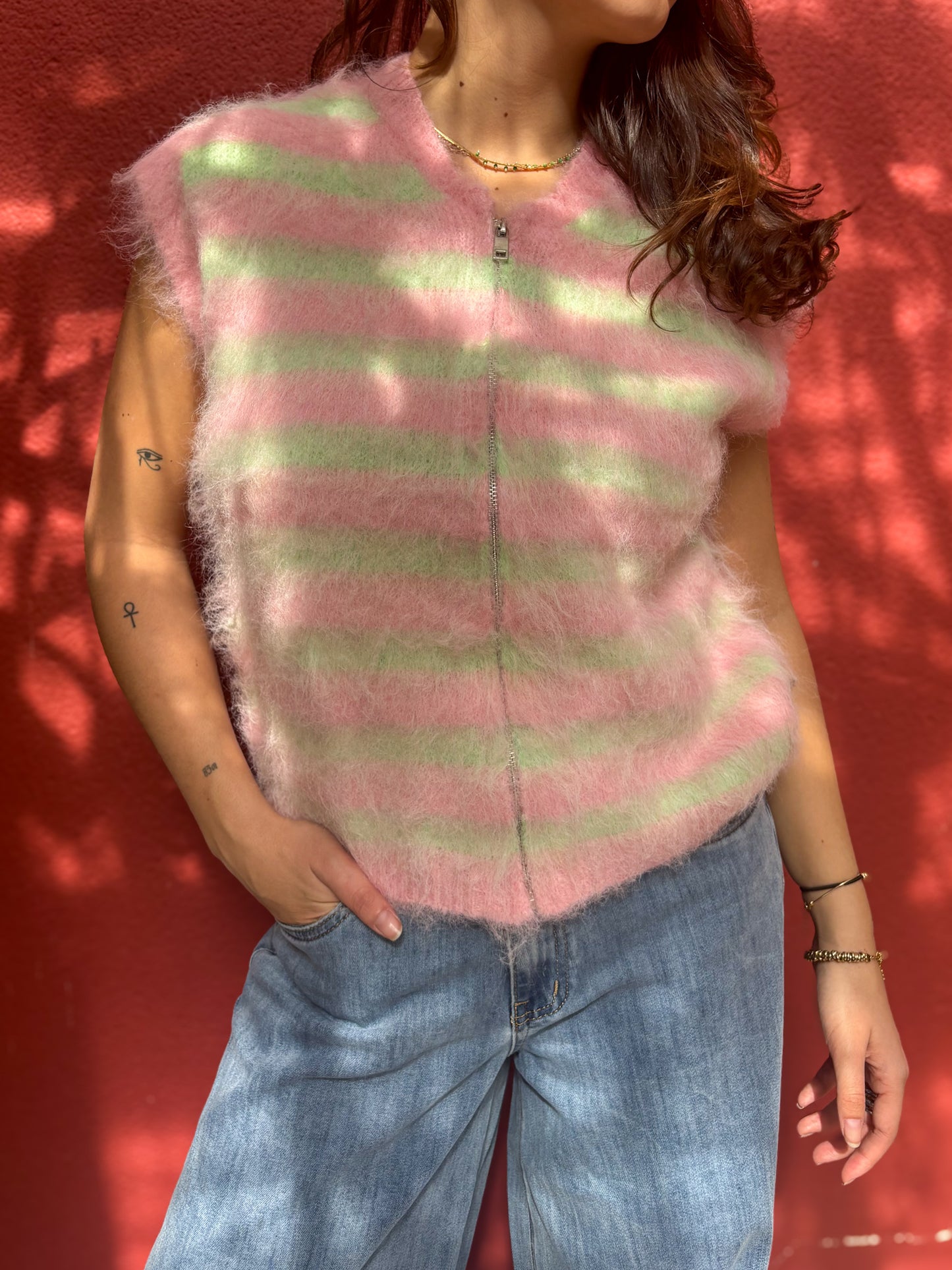 Gilet sans manches à rayures