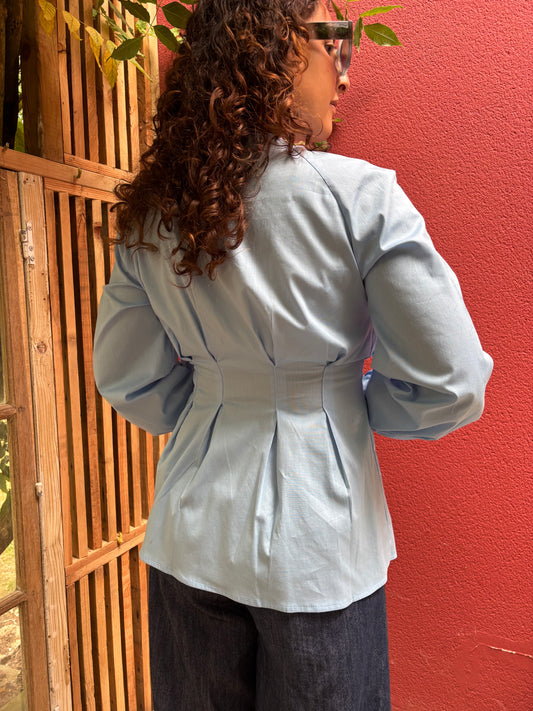 Chemise corset bleu ciel