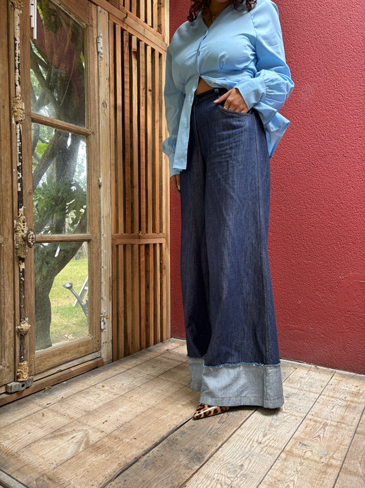 Pantalon palazzo ourlet