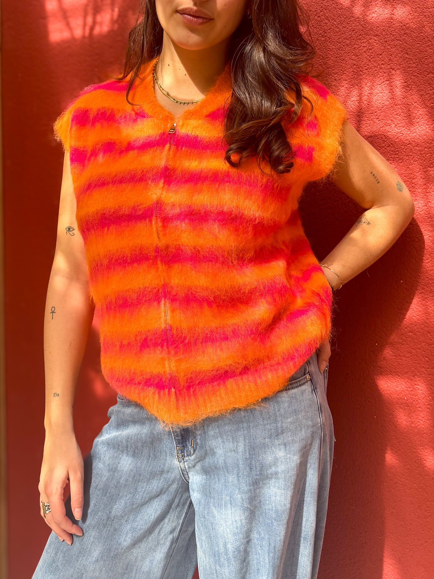 Gilet sans manches à rayures