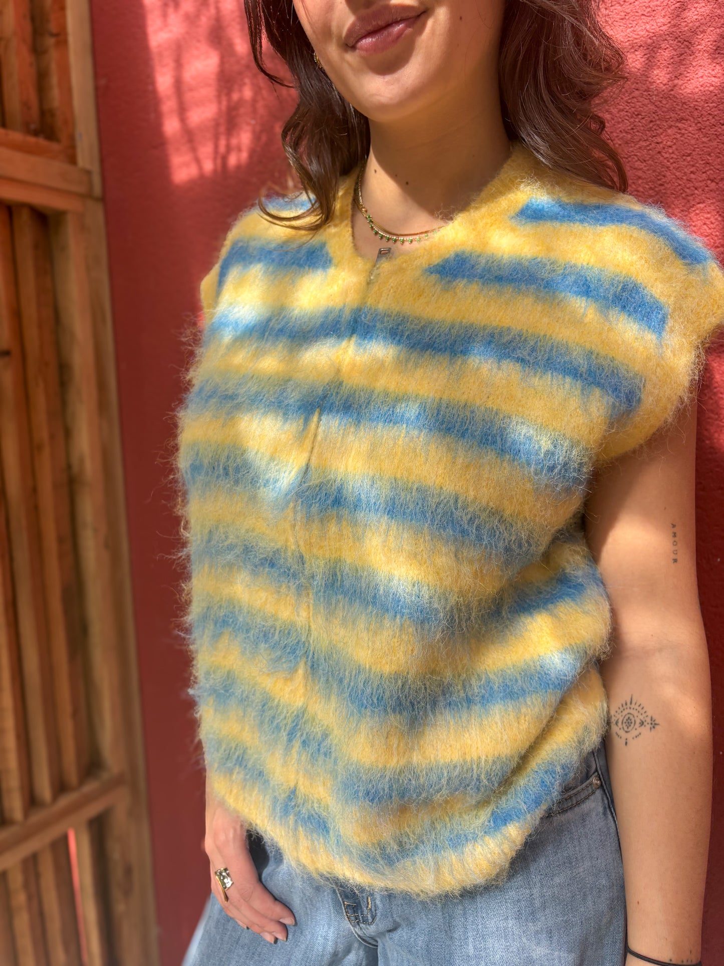 Gilet sans manches à rayures