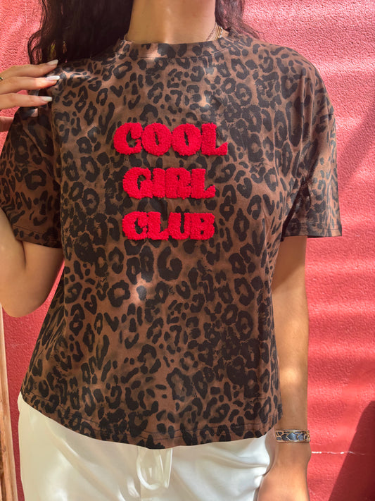 T-shirt léopard « cool girl club »