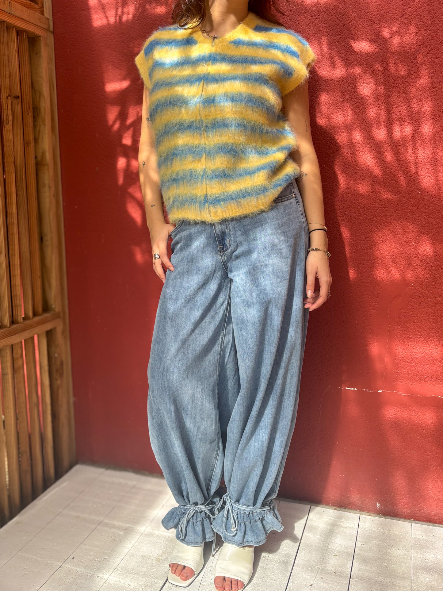 Gilet sans manches à rayures