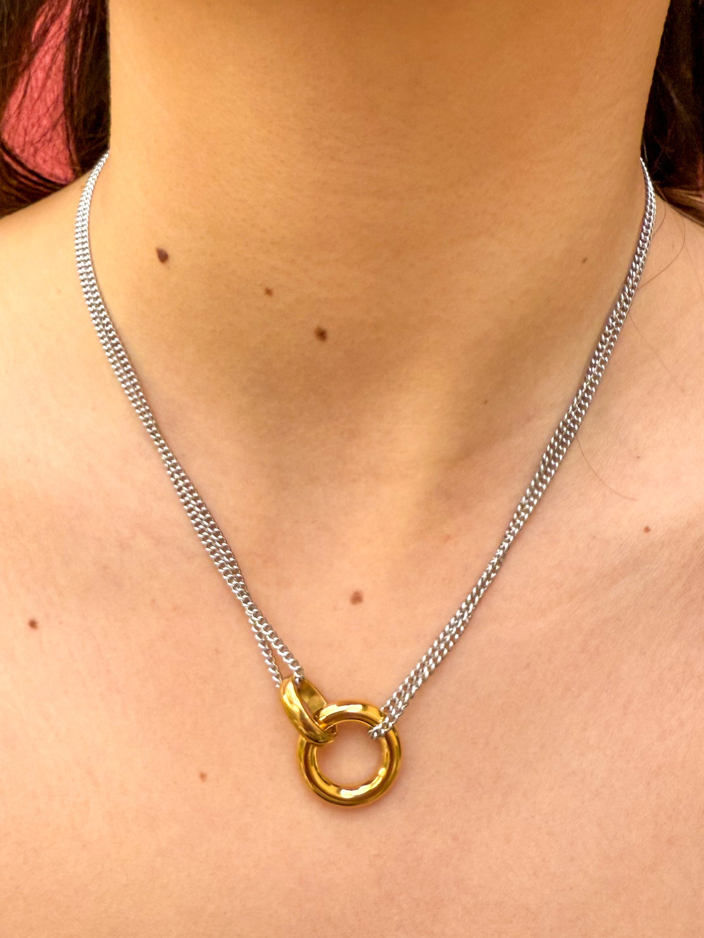 Collier anneaux or/argent