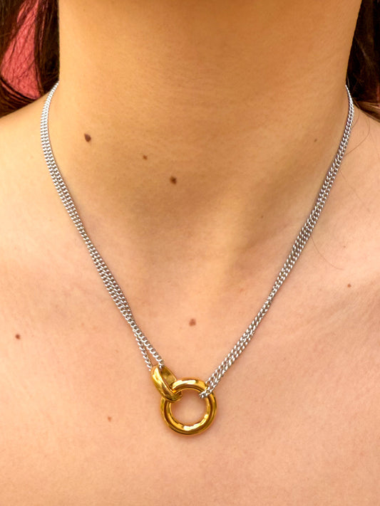 Collier anneaux or/argent