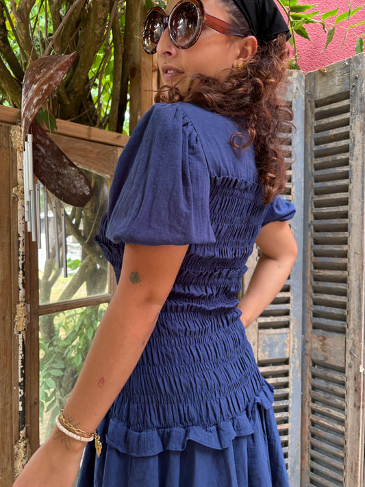 Robe courte smocké