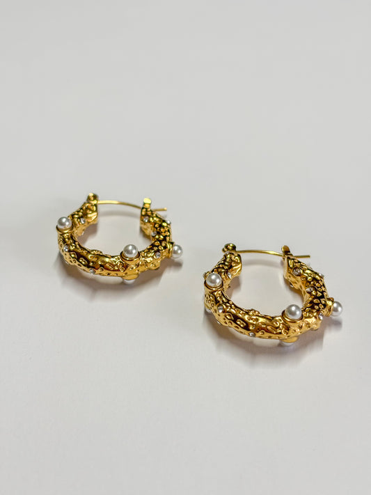 Boucles d’oreilles anneaux perlés