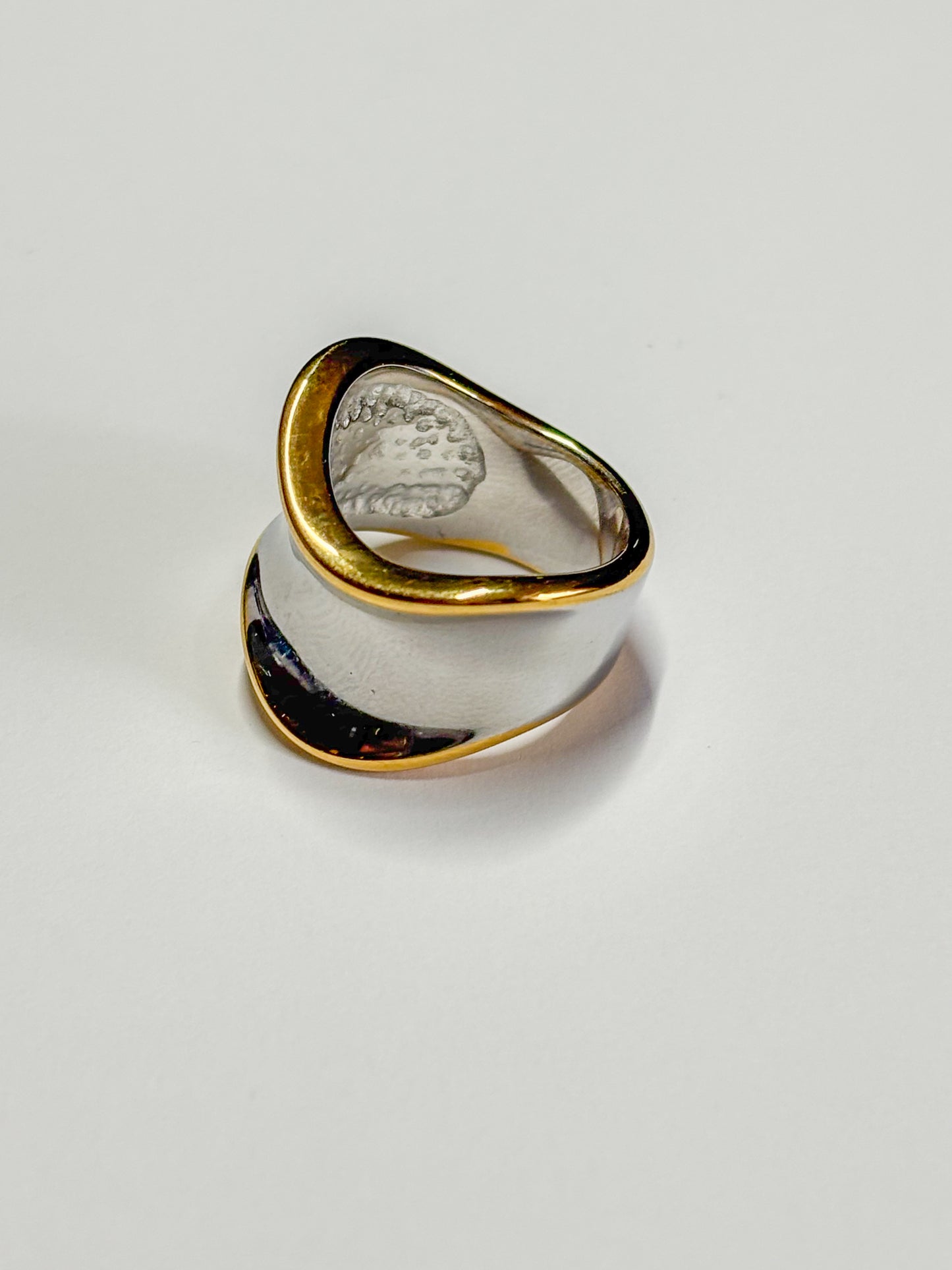 Bague large or/argent