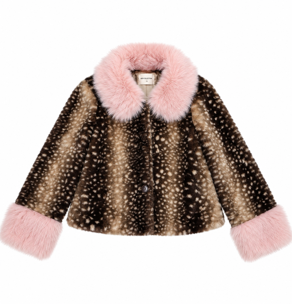 Veste fausse fourrure bambi col rose