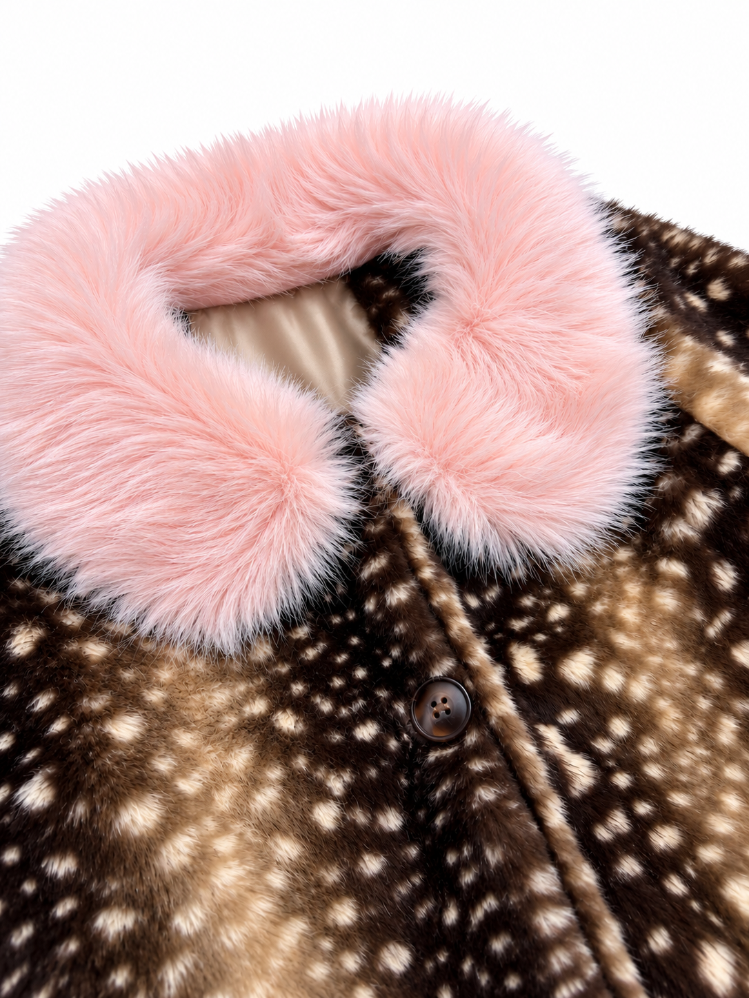 Veste fausse fourrure bambi col rose