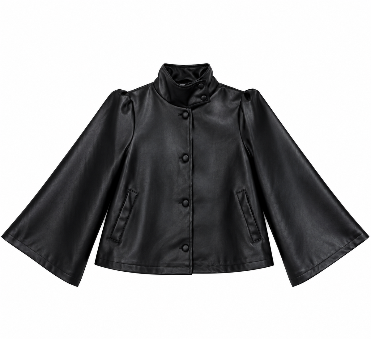 Veste en simili-cuir à coupe trapèze et col montant